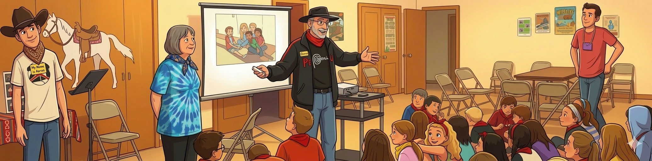 Children and a missionary leader at VBS